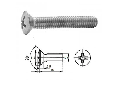 Винт п/пот.гол M5X30 нерж.A2 (100 шт)