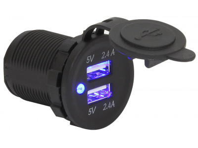 Гнездо питания с USB-разъемами 4,8 А подсветка