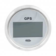 GPS-спидометр электронный, белый циферблат, нержавеющий ободок, выносная антенна, д. 85 мм