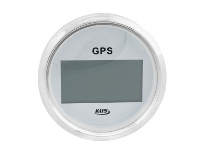 GPS-спидометр электронный, белый циферблат, нержавеющий ободок, выносная антенна, д. 85 мм