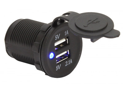 Гнездо питания с USB-разъемами 3,1 А светодиод