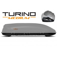 Бокс-багажник на крышу аэродинамический серый Turino Medium двухстороннее открывание 460 л