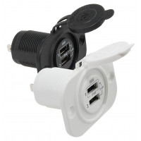 Гнездо зарядное 2хUSB черное