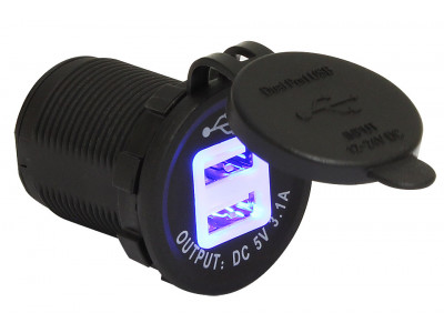 Гнездо питания с USB-разъемами 3,1 А подсветка